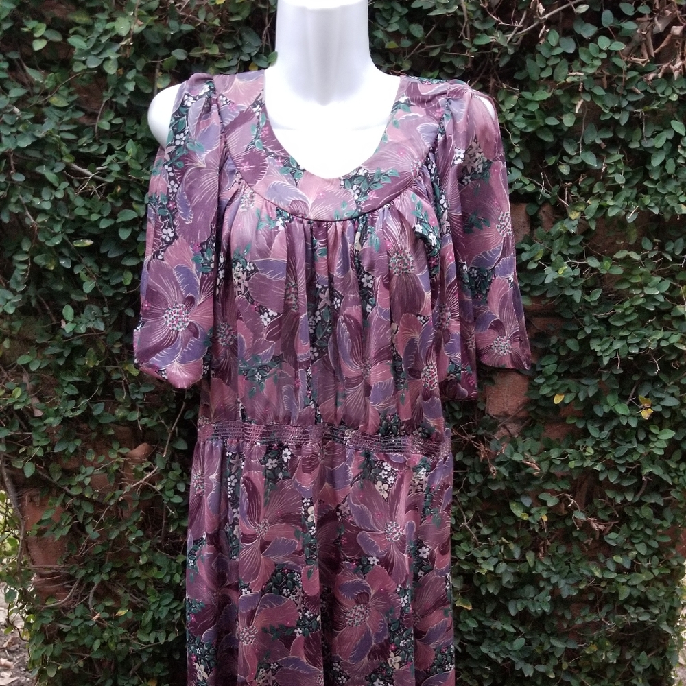 Vintage 80s cold shoulder dress x PBJ Medium
